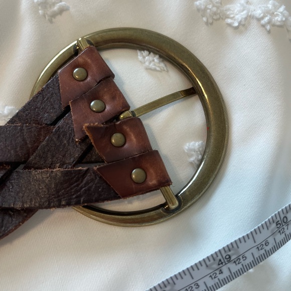 CHICO'S BRAIDED TWIST Leather Belt Size M\L TOOLED BUCKLE GORGEOUS color buckle - Picture 7 of 12